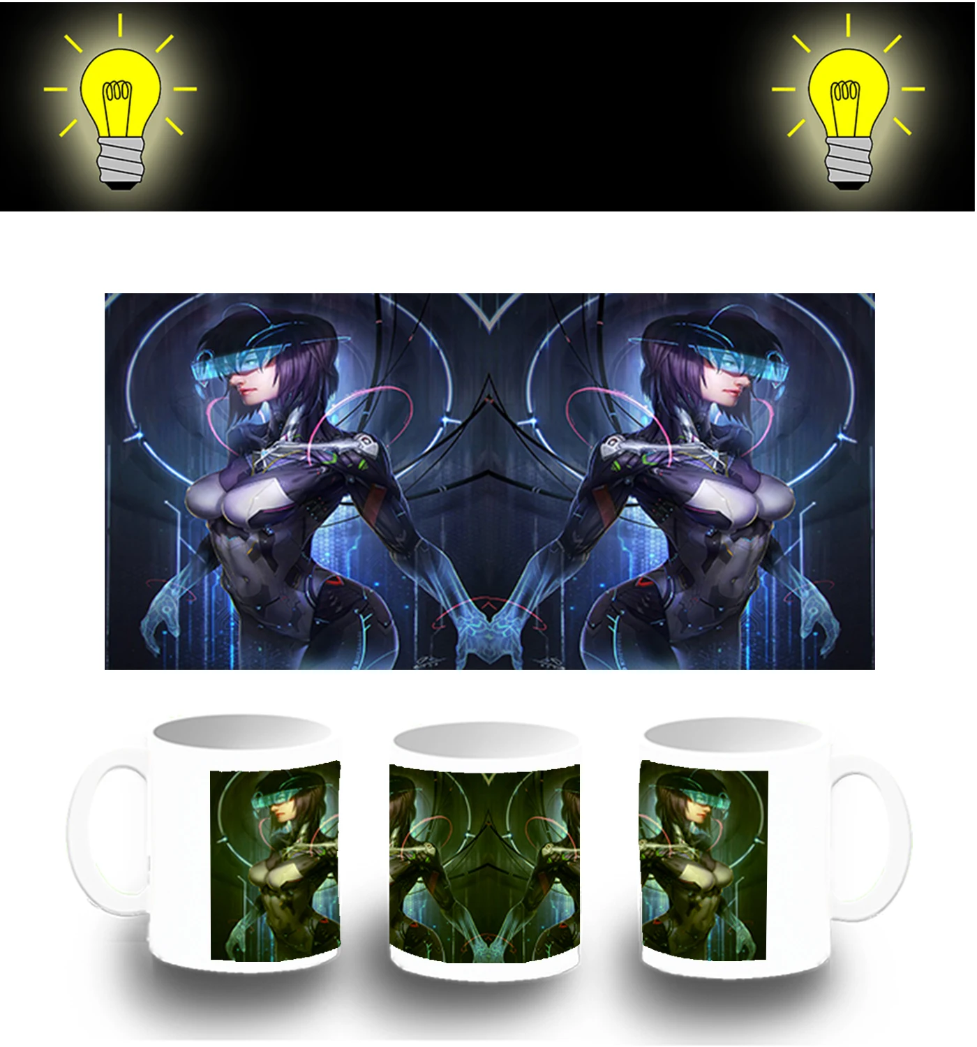 CUP PHOTOLUMINESCENT MOTOKO KUSANAGI PORTRAIT glitter mug