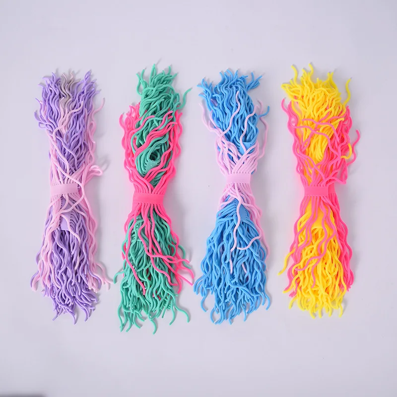 4PCS Soft Rubber TPR Relieves Pressure Vents Simulation Ramen Noodles Elastic Pull Rope Fidget Toy Elastic Gluten Pull rope