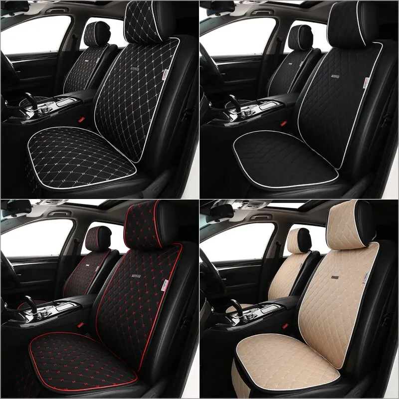 AUTOROWN Natural Flax Car Seat Cushion Universal Size Linen Fabric Seat Cover Auto Accessories Summer Automobile Seat Covers