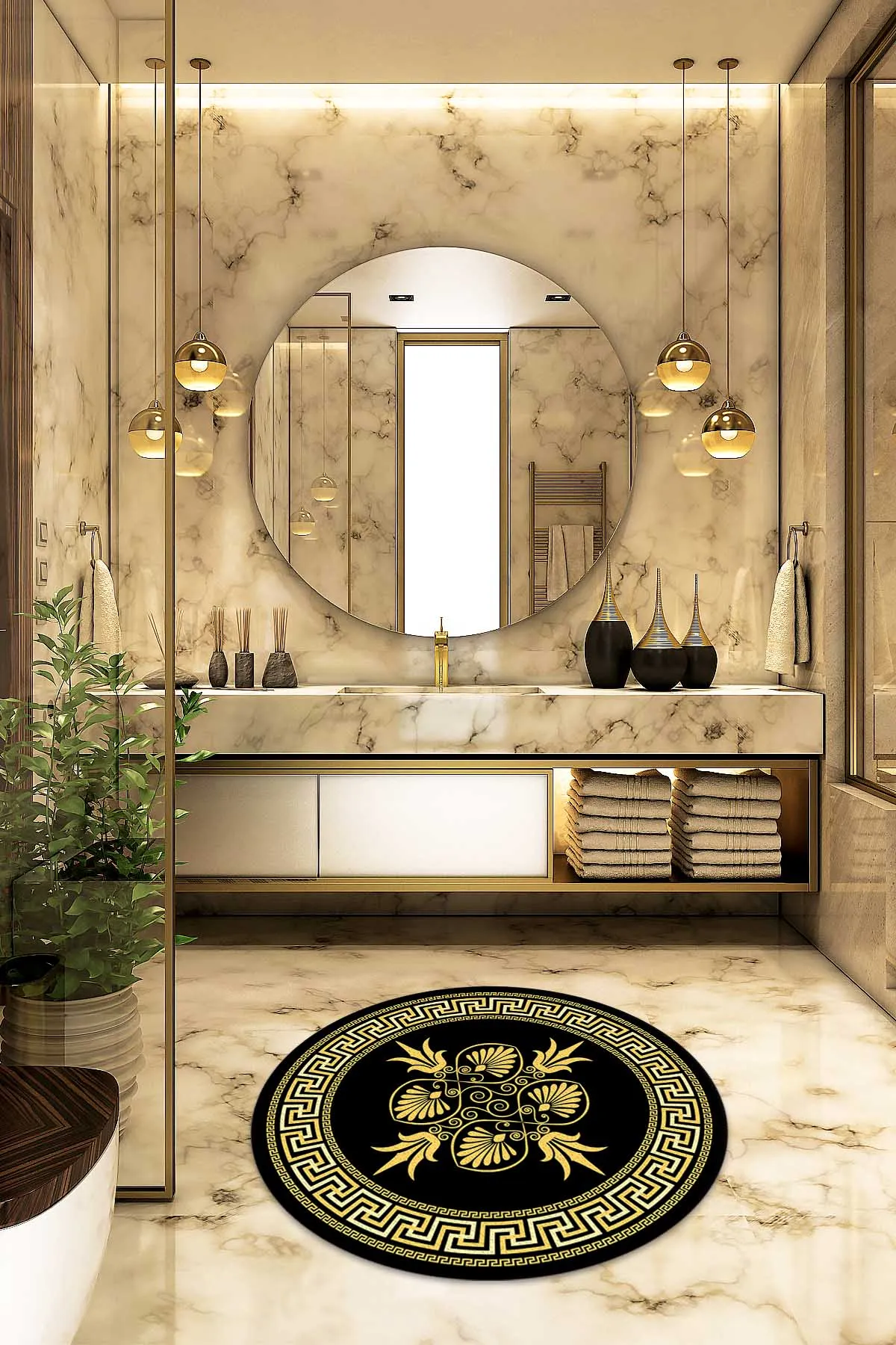 

Modern Decorative Bathroom Mat Luxury Carpet Non-Slip Sole Design Eva Shower Room Rug Toilet Decor Soft Absorbent Alfombra