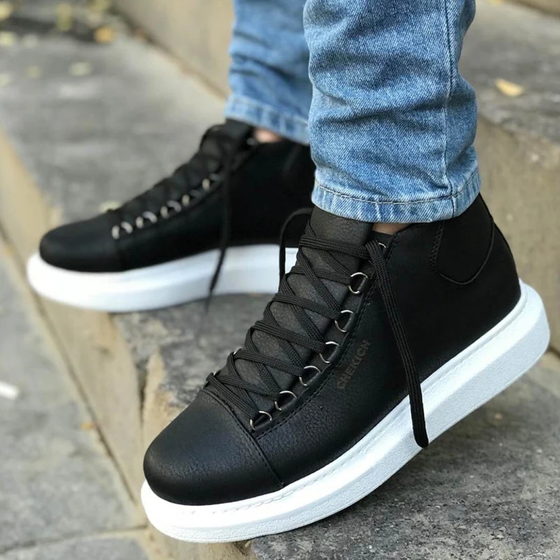 Chekich Men's and Women's Shoes Black Artificial Leather Lace Up Unisex Sneakers Comfortable Flexible Fashion Wedding Orthopedic Walking Sport Lightweight Odorless Running Breathable Hot Sale Air New Brand Boots CH258