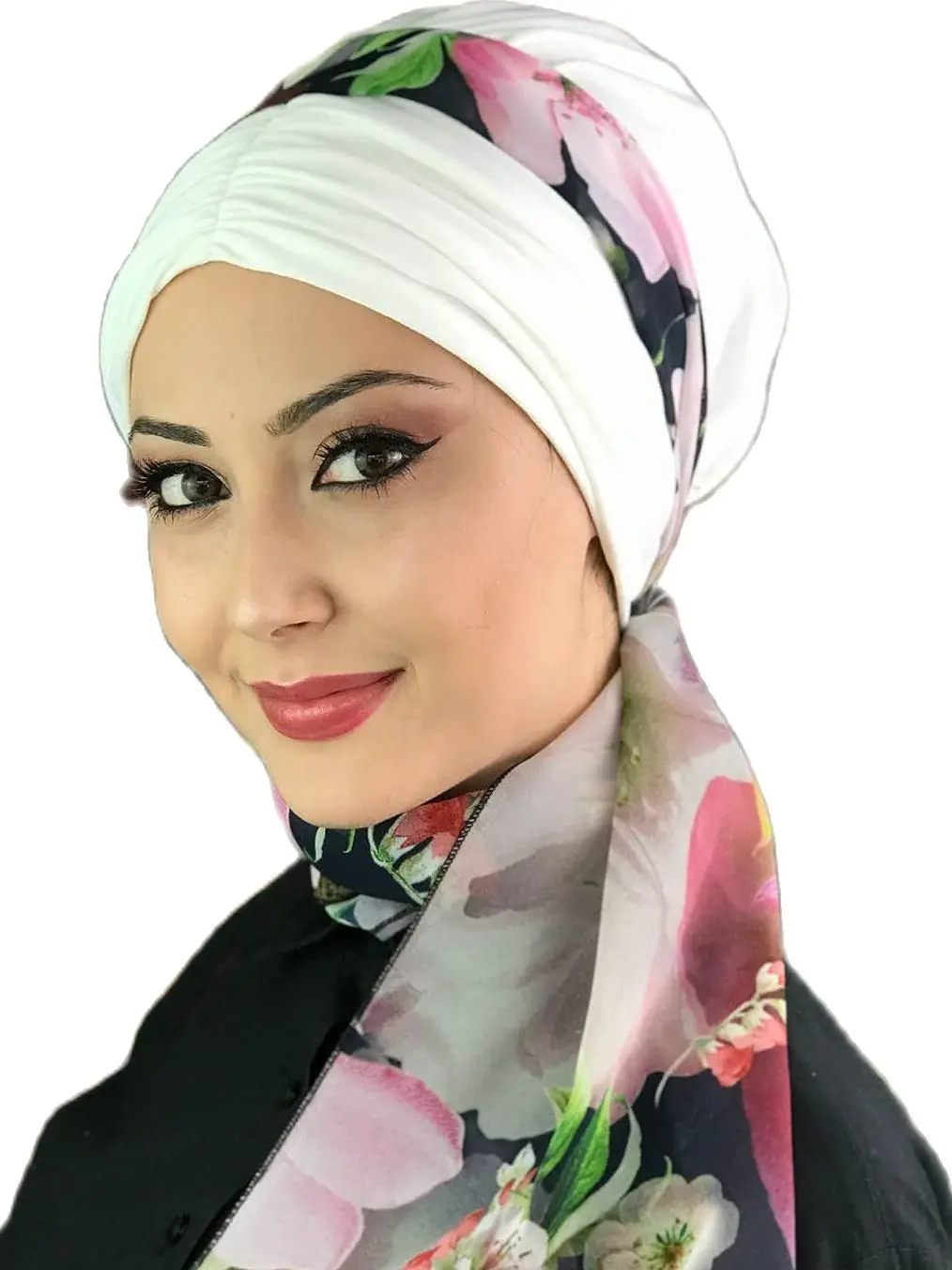 New Fashion 2021 Hijab Turban Lady Hat Seasonal Scarf Hijab Foulard Single Size White Scarf Bone