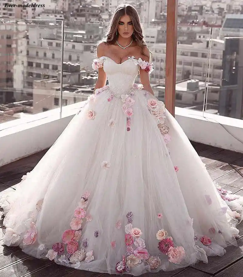 CloverBridal 2021 Weiß Floral Ballkleid Kleid quinceañera de 15 Cinderella Geburtstag Tüll Quinceañera Kleider WQ9806