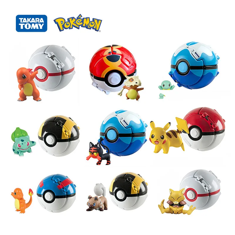 18 Style New Pokemon Pokeball Anime Action Figurse Pikachu Squirtle Pocket Monster Variant Pokémon Elf Ball Model Toys Kids Gift