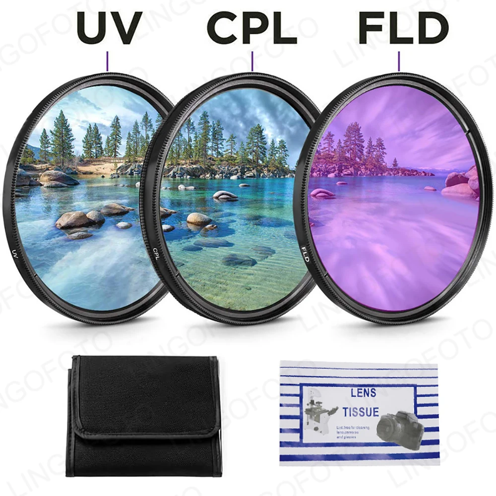 Beginner Photographer 3 IN 1 Filter Set UV,CPL,FLD Filter For Canon For all brand camera