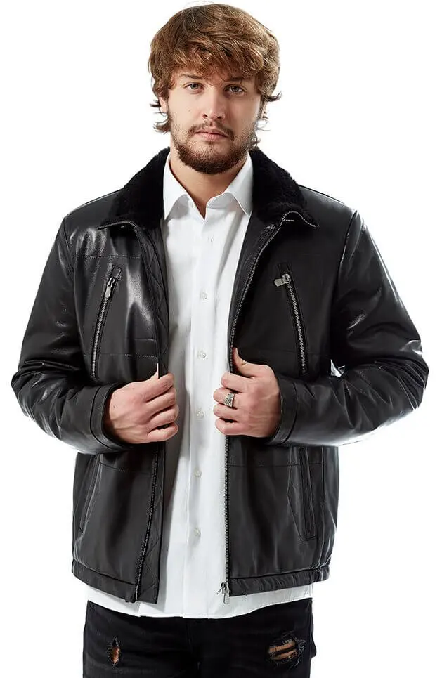 Lanza nero maschio pelle cappotti Orjinal pelle di agnello autunno inverno 2022 Biker Slim Large Size VintageTürkiye