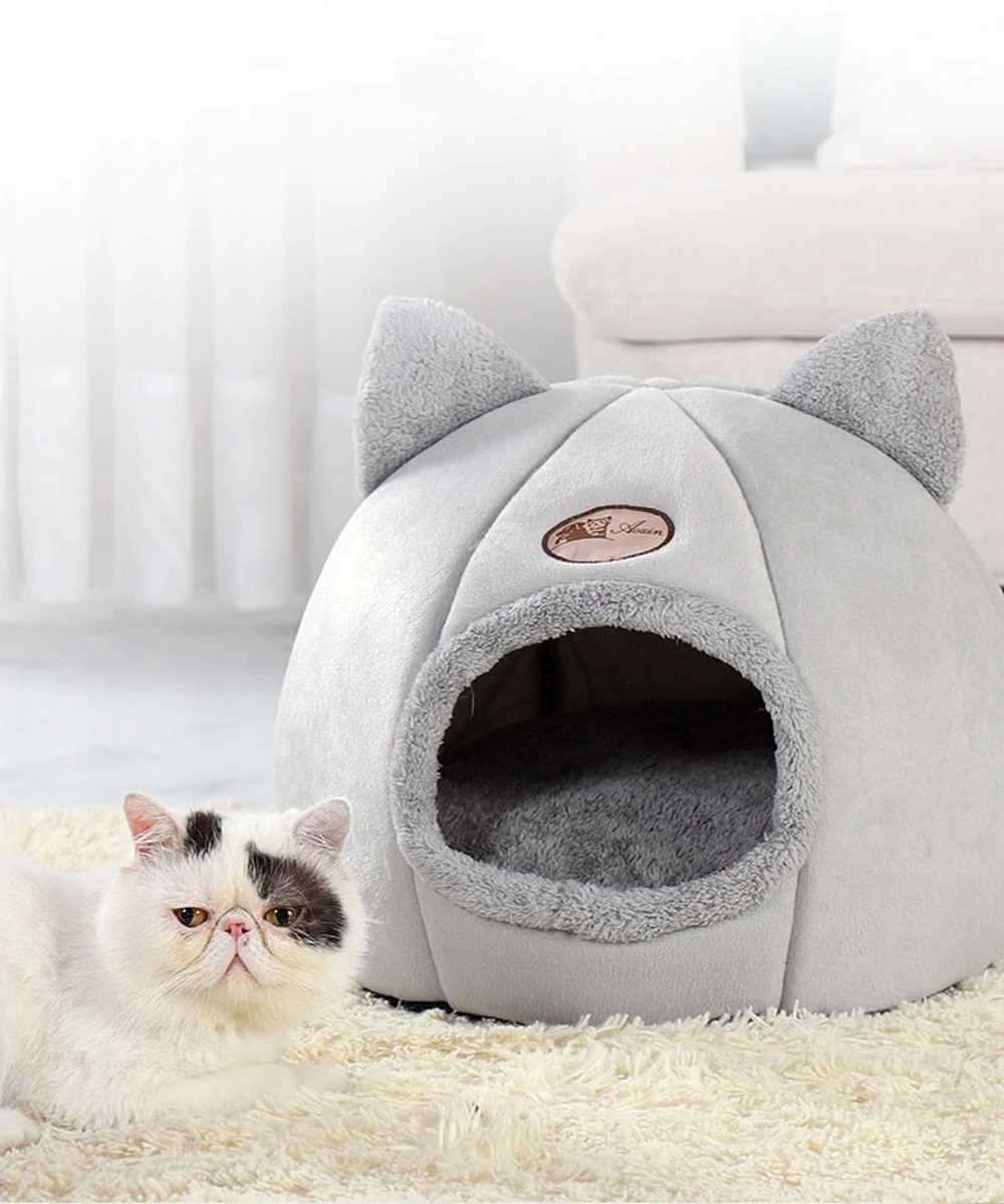 Deep Sleeping Comfortable Winter Autumn Cat Bed Basket Puppy House Products Pet Tent Comfortable Cave Cute Design Pet Cat Cave