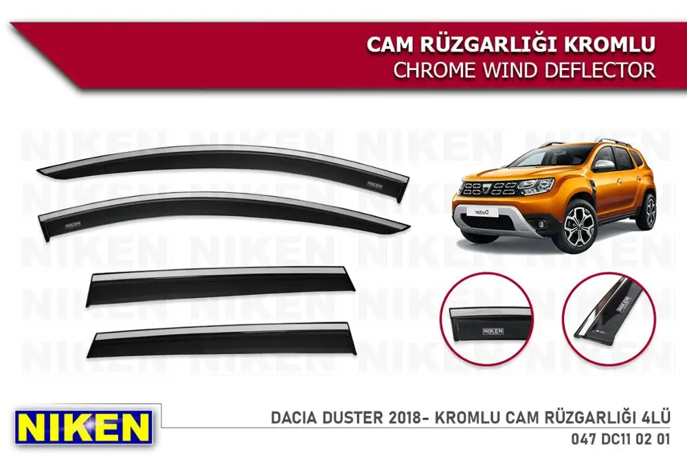 

For Dacia Duster Wind Deflector Chrome Rain Window Visors 2018 2019 2020 2021 and 4 pcs Car Auto Accessory