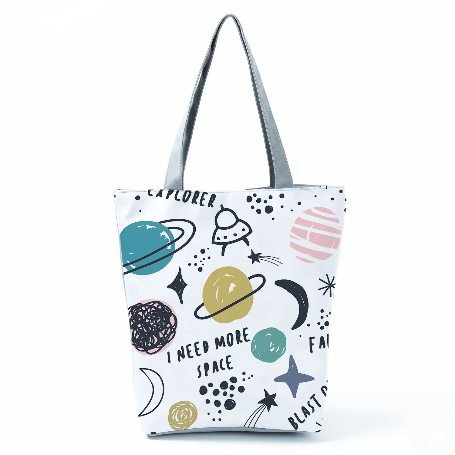 Meteor Planet Printed Handbags All-Match Fashion Shoulder Bag Eco Friendly Tote Portable Women's Bag High Capacity Shopping Bag