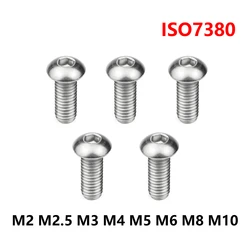 Vis à tête cylindrique à six pans creux, 2,2 Allen, ISO7380, acier inoxydable 304, grade 10.9, M2, M2.5, M3 figuré, M5, M6, M8, M10, 5 pièces, 10 pièces, 20 pièces, 50 pièces