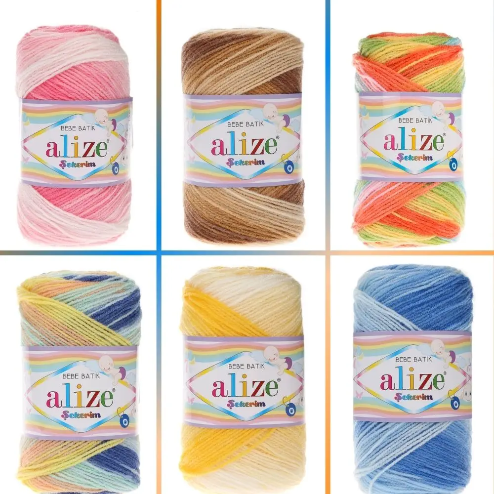 Alize Sekerim Baby Batik Balls Patterned Hand Knitting Yarn, 100 Grams 320 Meters, Acrylic, Autumn / Winter Season, Thread, Crochet, Clothes, Sport,