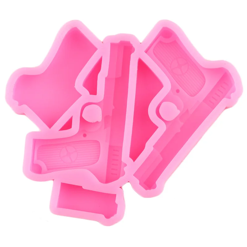 Pistol Gun Straw Topper Silicone Mold Candy Chocolate Fondant Cake Decorating Tools Necklace Charms Keychain Epoxy Resin Moulds