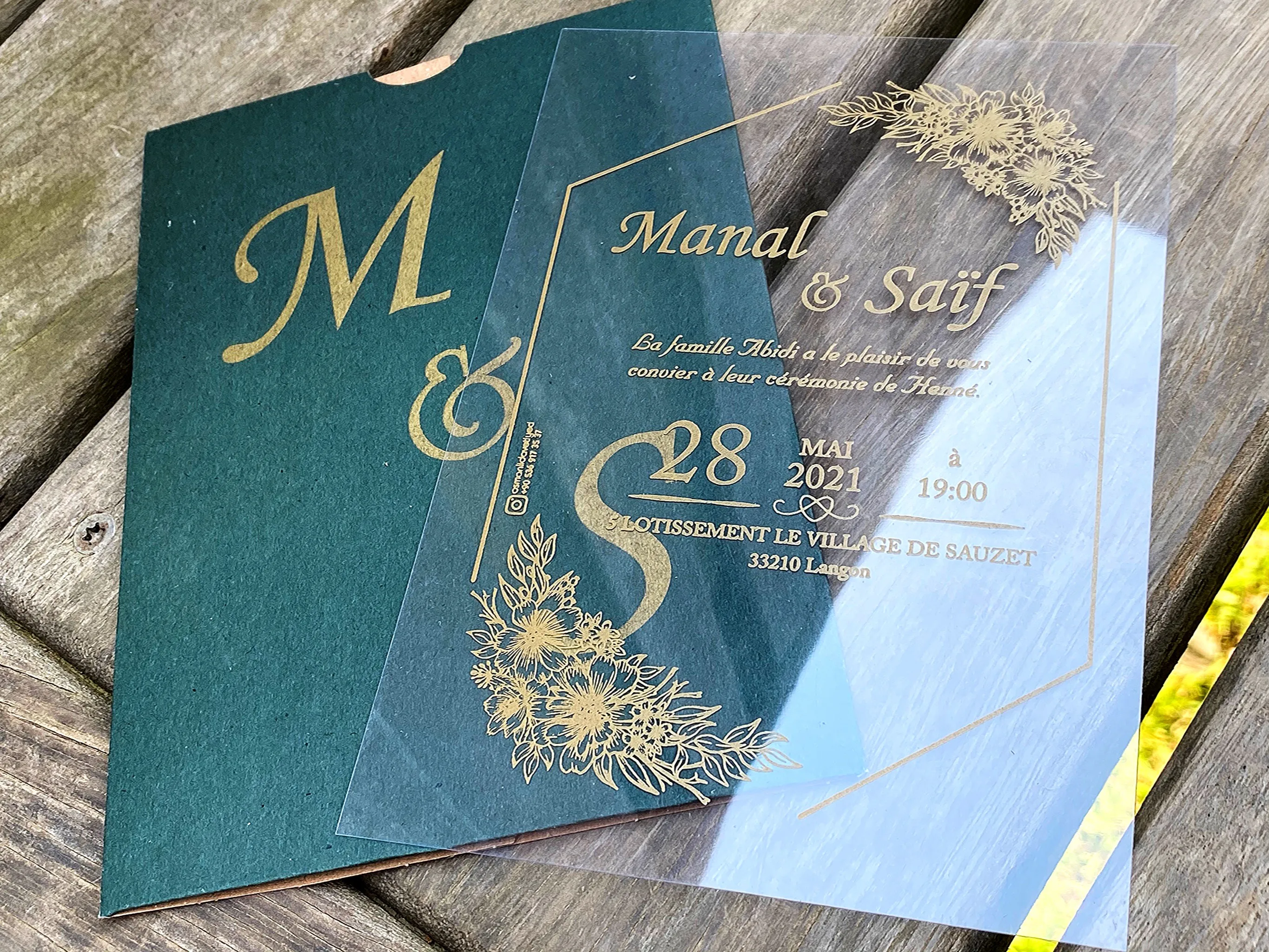 50 pcs 2 Color selectable transparent wedding, wedding invitation