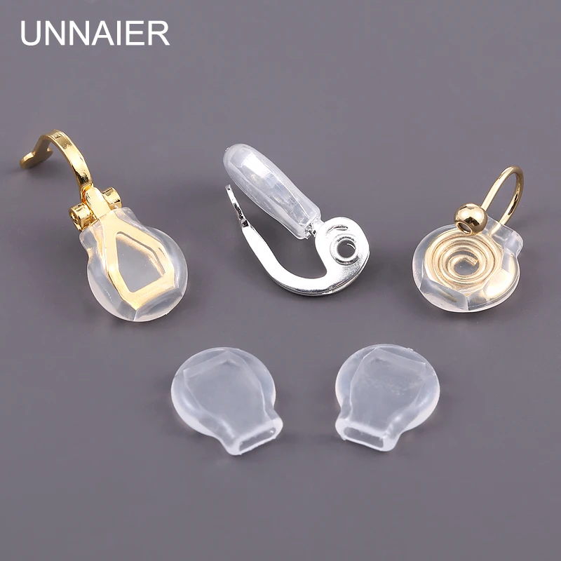 UNNAIER 10/Pieces Of Transparent Silicone Anti-Pain Hypoallergenic Ear Pads Triangle Clip Special Accessories Earring Parts