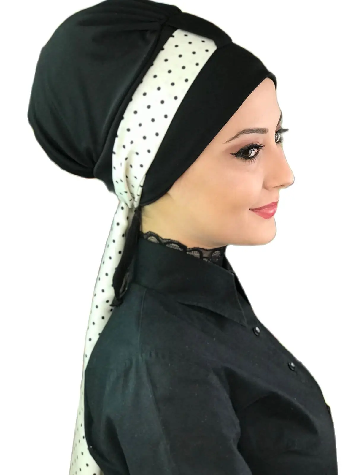 New Fashion 2023 Hijab Turban Lady Hat Seasonal Butikambar Foulard Single Size Black Biritli Scarf Bone