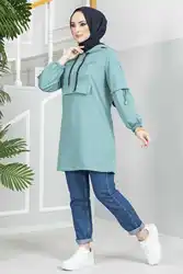 Tops musulmanes para mujer, Túnica deportiva, camisas de tienda de Turquía, traje de Hijab, vestidos modestos de Dubai, Abaya, Ramadán, Marocain, caftán, Hijabi