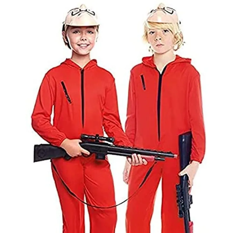 Monkey Red Zipper Costume para Crianças, Halloween, Festa de Carnaval, Teatro, Mugger, Unisex,