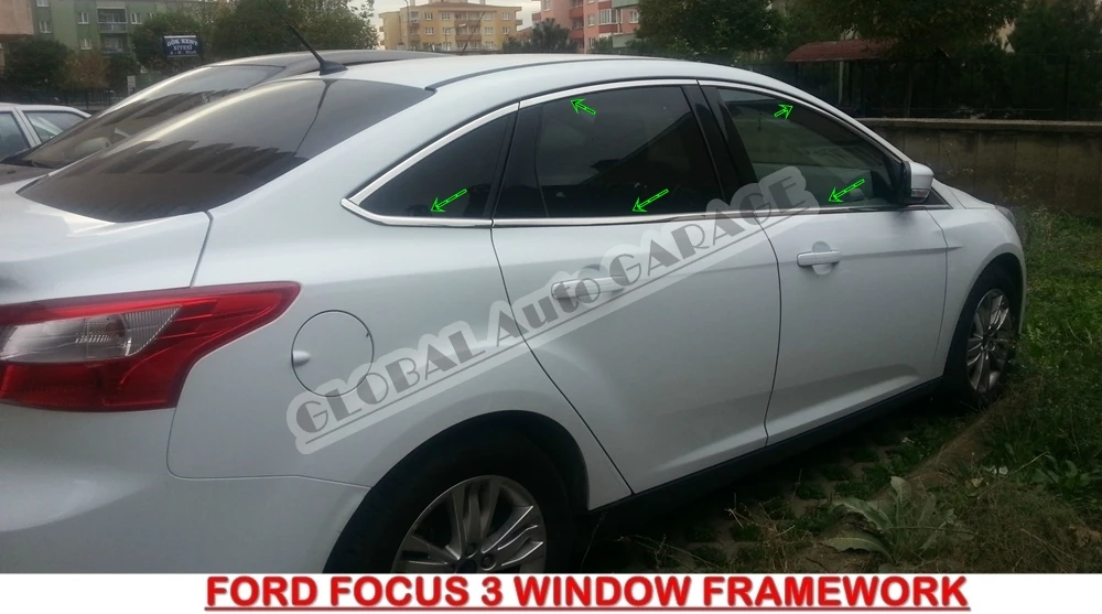 For Ford Focus 3 Sedan 2011-2018 Chrome Window Moulding Window Frame Framework Auto Accessory Diffüser Spilitter Car-styling