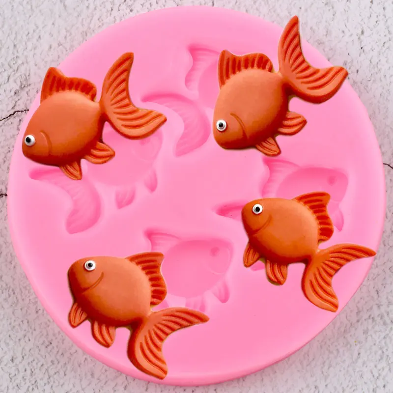 3D Carp Goldfish Silicone Mold Fish Fondant Cake Decorating Tools Candy Resin Molds Chocolate Gumpaste Moulds