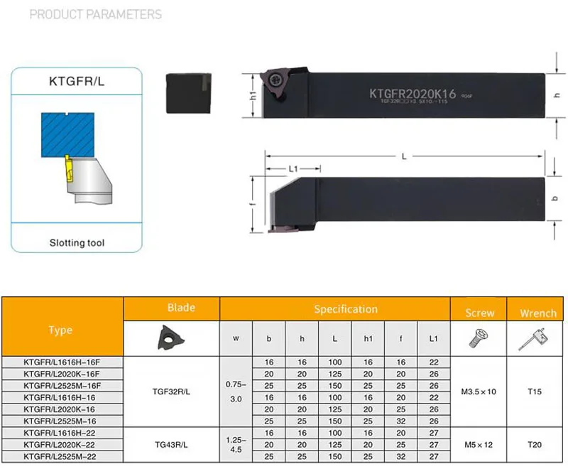 Soporte de herramientas de torneado externo, KTGFR1010H16-16F de torno, sin insertos, KTGFR1212H-16F
