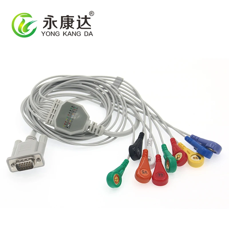 Compatible CCSD One Piece Holter ECG Cable IEC Snap15Pin