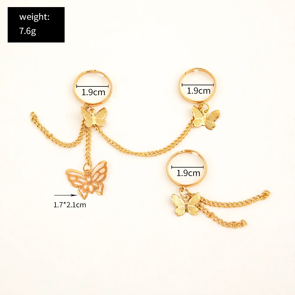 Punk Cool HipHop Tassel Chain Open Rings for Women Multi-layer Adjustable Finger Rings Party Travel Gift Jewelry
