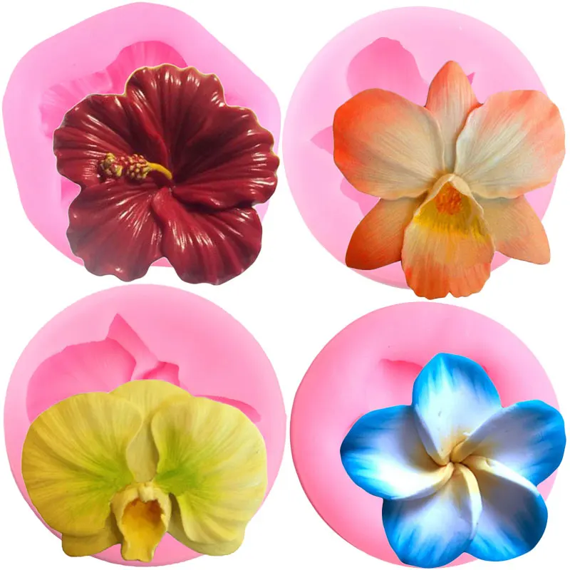 Flower Blossom Silicone Mold Plumeria Orchid Fondant Molds Cake Decorating Tools Cupcake Topper Candy Chocolate Gum Paste Moulds