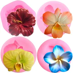 Flower Blossom Silicone Mold Plumeria Orchid Fondant Molds Cake Decorating Tools Cupcake Topper Candy Chocolate Gum Paste Moulds