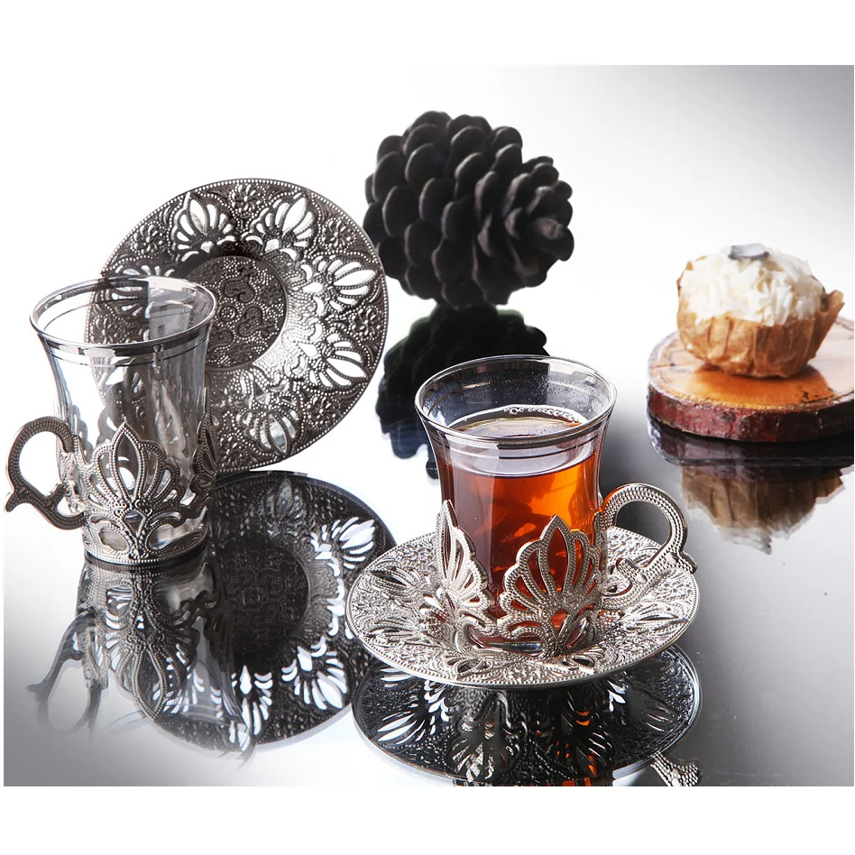 Turkish Tea Sets Arabic Cups Set Authentic Tea Sets Arabic Tea Sets of 6 Coffee Cups Set Espresso Sets Copper Tea Sets Tea Glass