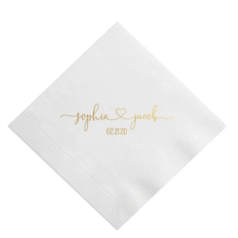 Personalized Wedding Napkins Heart Connected Monogram Wedding Napkins Custom Bar Napkins Reception LOTS of COLORS baby shower