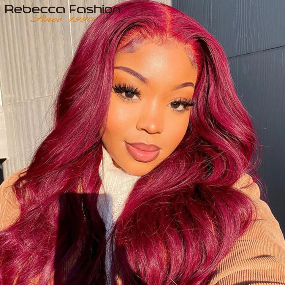 Rebecca-Bundles brésiliens Body Wave, Extensions de cheveux humains, Tissage en lot, Rouge Bordeaux, Offres, 1, 3/4 Bundles