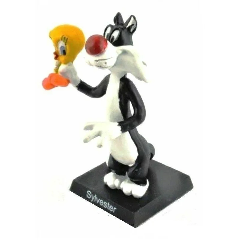 Hobby & Work, Sylvester and Tweety Metal Figure Character Looney Tunes from Warner Bros., Approx. 10 cms. Height, Hand Painted, Original Blister Packaging, English Name Sylvester