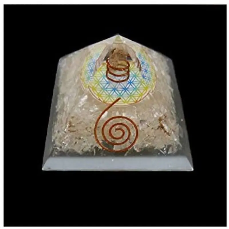 Pyramid orgone white quartz 9x9cm Feng Shui transforms negative energy to positive crystals therapy