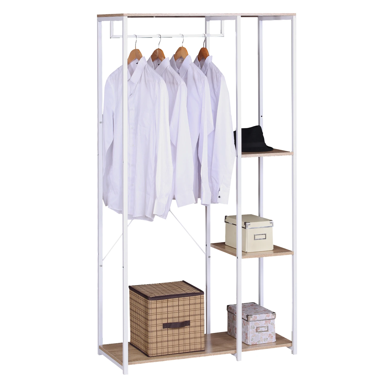 Clothes Hanger Shoe Racks Coat Rack Floor Standing Clothes Hanging Storage Shelf for Bedroom Living Room Home