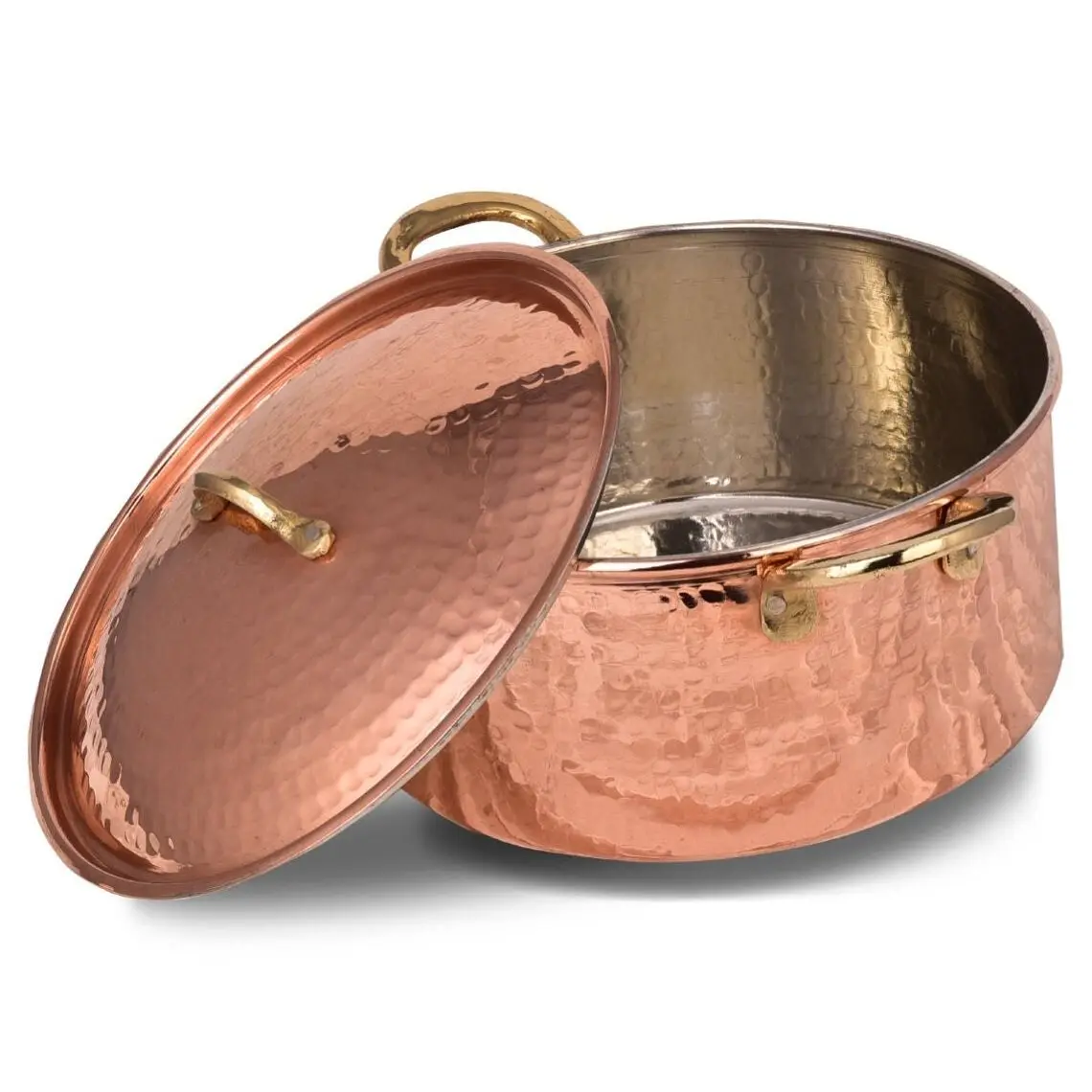 Italian Design Copper Cooking Pot Lid Handmade 100% Pure Copper High Quality Heat Resistant Cookware Foodsafe High Heat Transfer