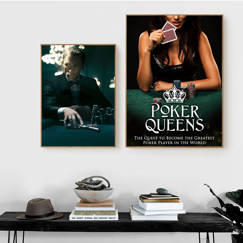 Poker Queens Casino Posters and Prints Man Cave Decoration Canvas Painting Poker Gifts Playing Cards Game Bar Wall Art Decor