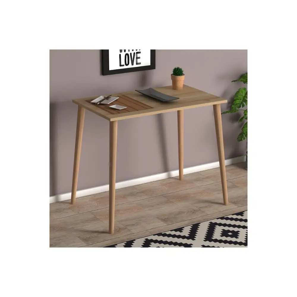 MADE IN TURKEY Dining Table Solid Wood 2 Color Computer Desk Kitchen Table Dining Room Furniture Kitchen Habitdesign Living Room