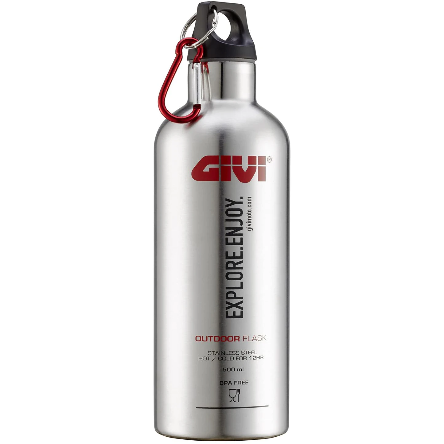 Givi STF500S-Moto thermal sports bottle stainless steel 500ML. Maintains 12H