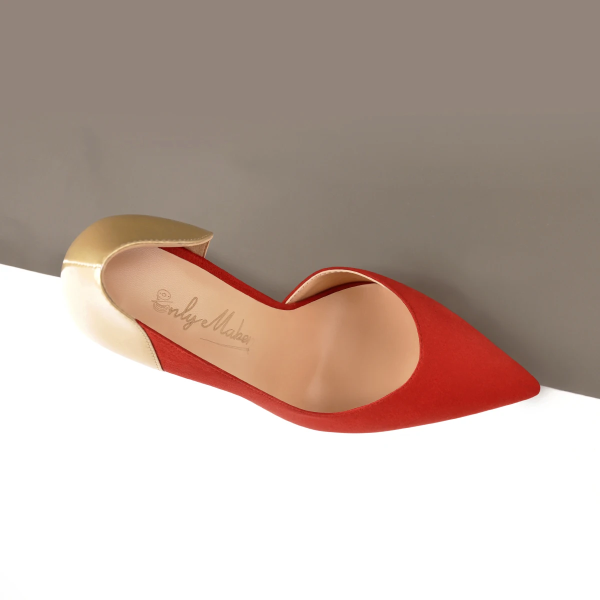 Onlymaker Women Pointed Toe Pumps Side Space Sexy 12cm High Heel Slip On Stiletto Pumps Big Size Shoes