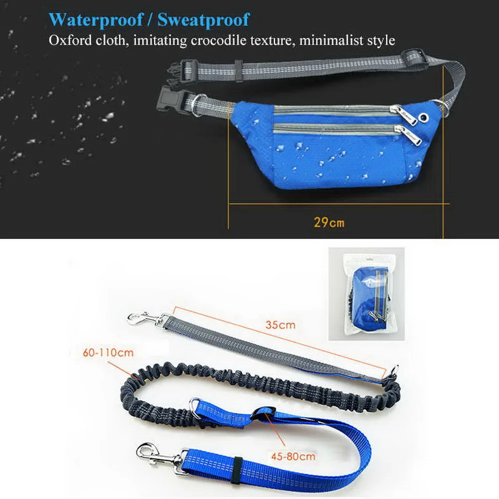 

Dog Leads Harnesses Waist waterproof Pockets Running Jogging Dog Leashes chain 30g4120