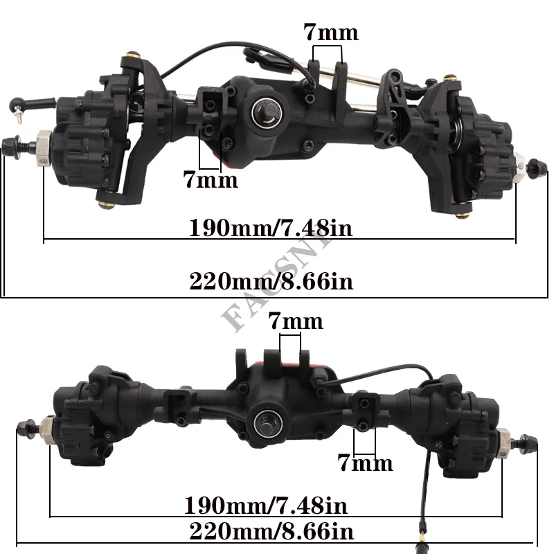 Complete Front Rear Differential Portal Axle with T-lock for 1:10 RC Crawler Car TRX-4 TRX4 Upgrade Parts