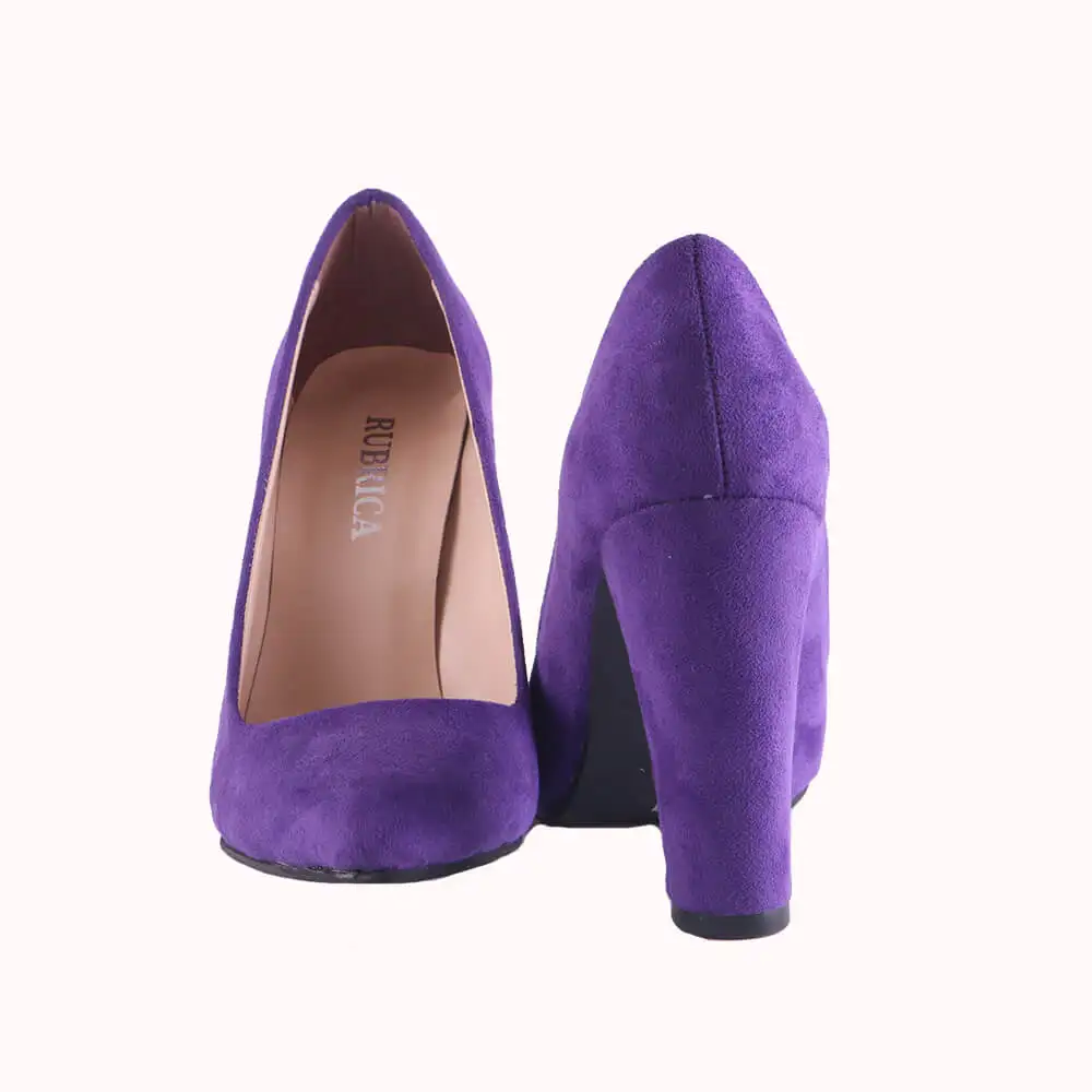 Scarpe da donna di grandi dimensioni in pelle scamosciata viola 34-45 scarpe da lavoro Casual tacchi grossi per le donne ufficio signore lavoro