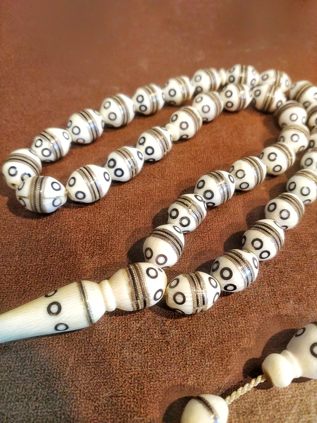 Tasbeeh Tesbih Muslim IVORY Rosary High Quality Brass İnlay İnlaid Tespih 33 Beads  Lathe And Handmade