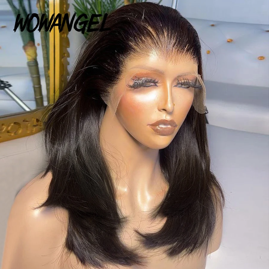 36 pollici dritto 6x6 HD chiusura in pizzo parrucche Melt skin 250% 13x4 parrucche frontali piene dei capelli umani parrucche anteriori in pizzo Pre pizzicate Glueless