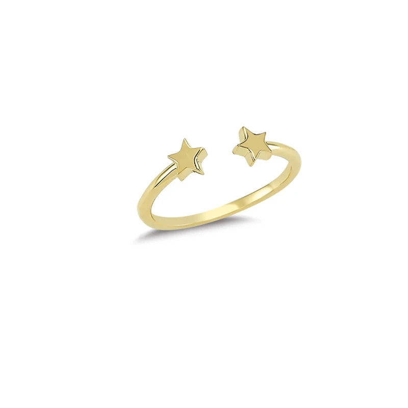 14K Solid Gold Star Ring for Women