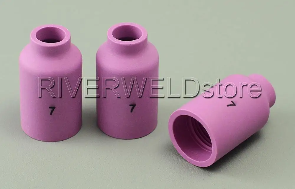 RIVERWELD TIG Gas Lens Ceramic Cup 54N15 #7 (7/16, D11.0*42mm ) for TIG Welding Torch WP 17 18 26 Series 10pk