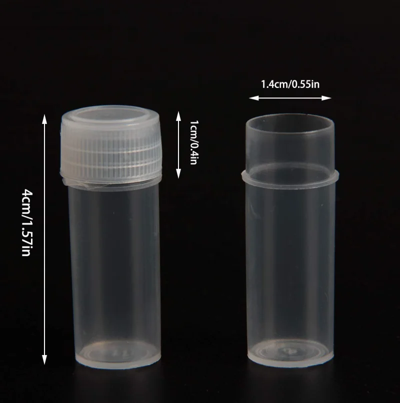 5/20/50pcs 5ml Plastic Sample Bottle Test Tube Mini Bottles Vials Storage Containers Translucent 14x40mm