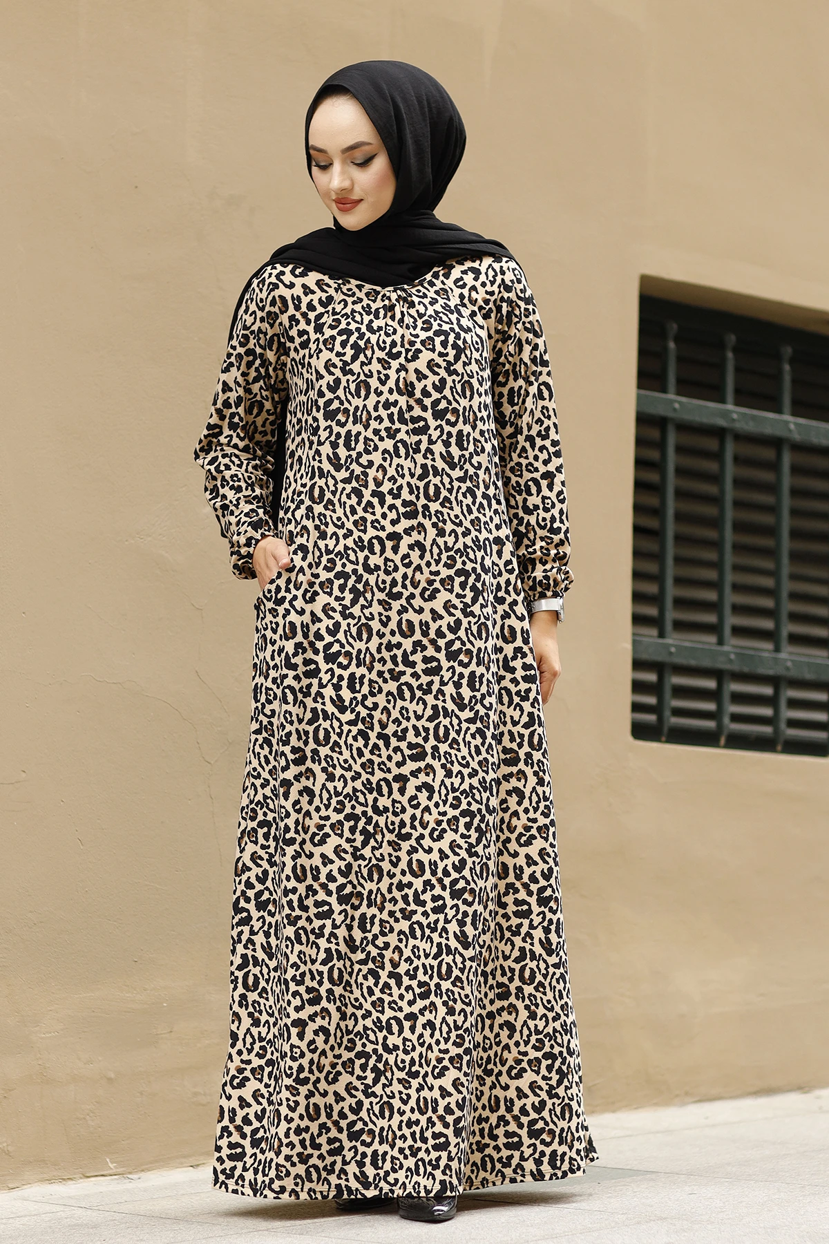 Leopard Dress Turkey Muslim Fashion Hijab Dress Kaftan Islam Clothing African Maxi Dresses For Women  Abayas Dresses For Women