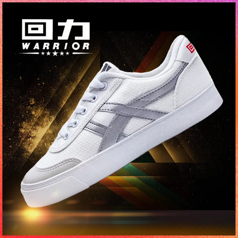 WARRIOR White Men Vulcanized Shoes Casual Board Shoes Slip on Flat Sneakers Cool Street Men Shoes Brand Man Footwear Flat Shoes