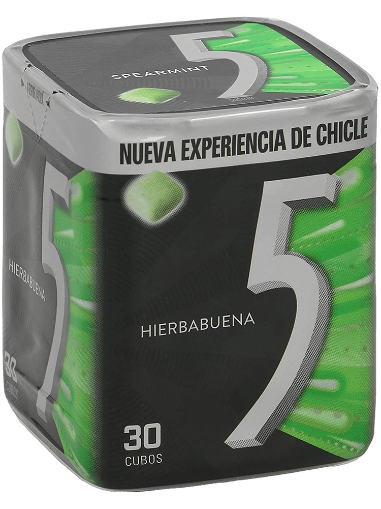 Wrigley\'s Five Electro sugar-free chicle pot peppermint flavor in gragea/Cube format (6 pack X 30 cubes)